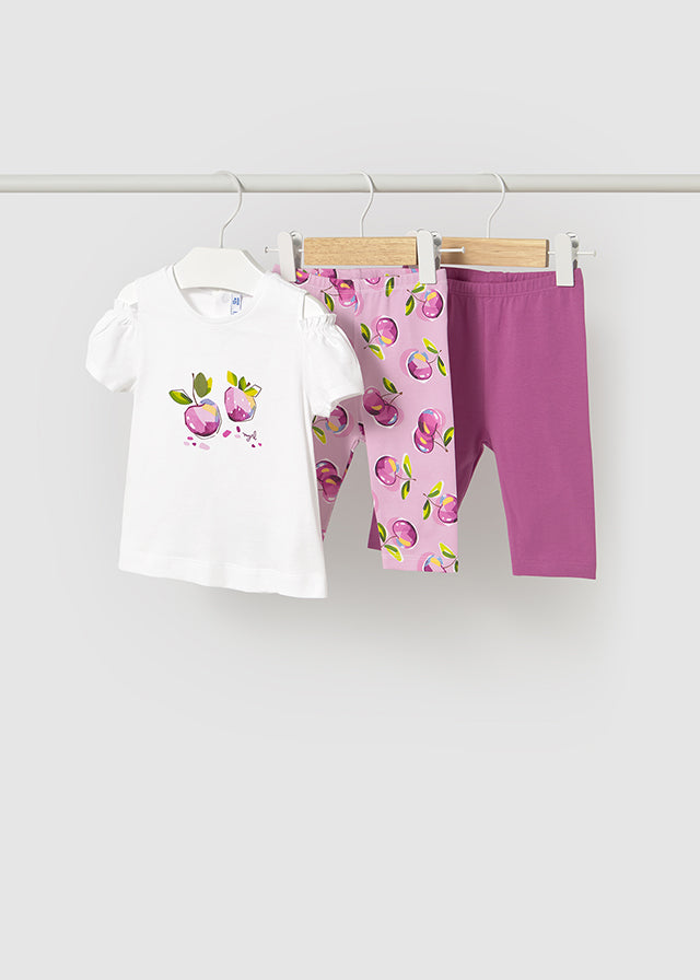 Mayoral 3pc Leggins Set - Mauve Cherries Mayoral 3pc Leggins Set - Mauve Cherries