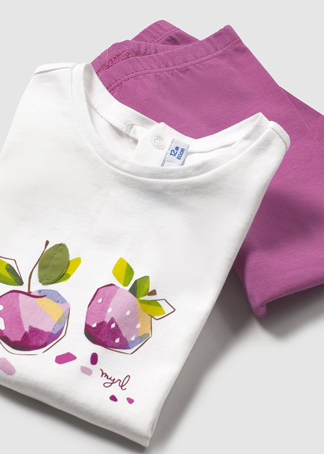 Mayoral 3pc Leggins Set - Mauve Cherries Mayoral 3pc Leggins Set - Mauve Cherries
